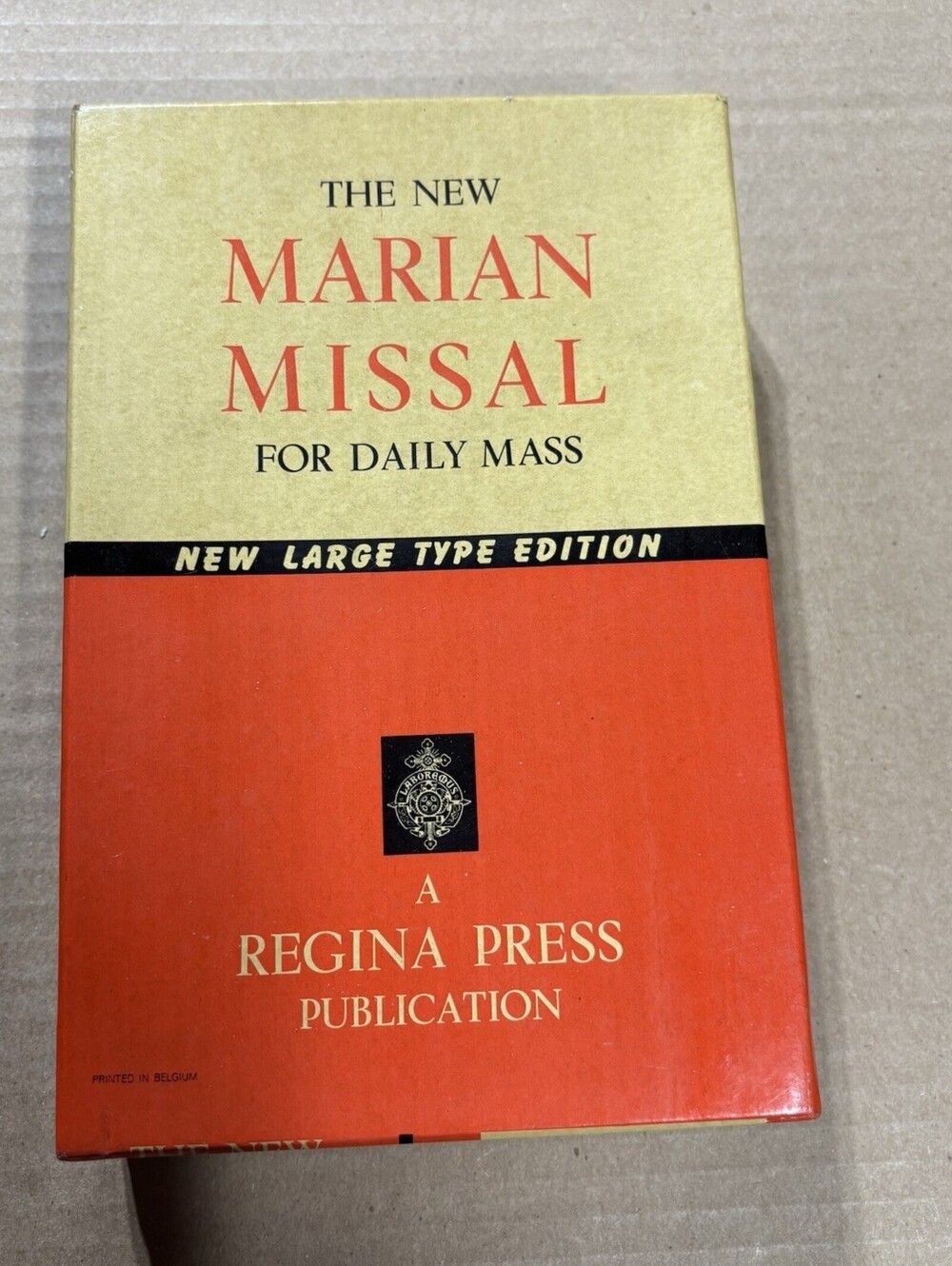 SCARCE! Vintage 1964 New Marian Missal Large Print Tan Moroccan Leather w/box